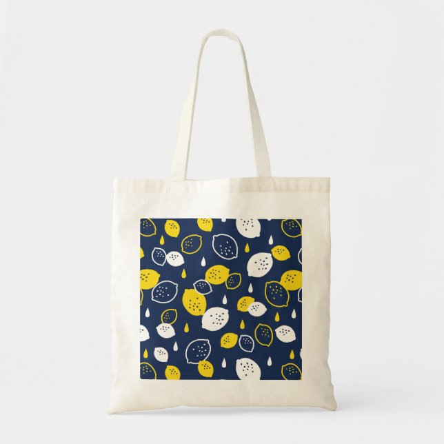 Tote Bag Marine Blue Lemon Art - Refresh Citrus Design (Devant)
