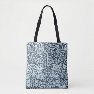 Tote Bag Marine Blue White Rabbit William Morris