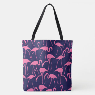 Tote Bag Marine et motif rose de Flamant rose