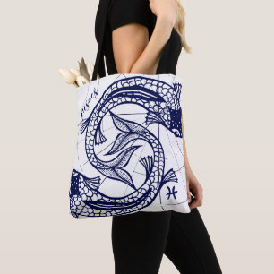 Tote Bag Marine et or Fourre-tout graphique monochrome de