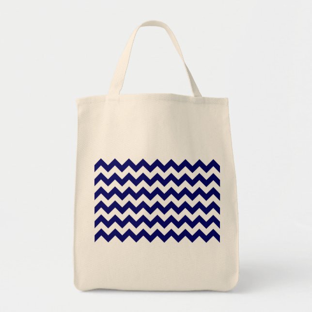 Tote Bag Marine et White Zigzag (Devant)