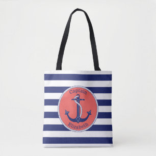 Tote Bag Marine nautique et corail d'Ancre personnalisés