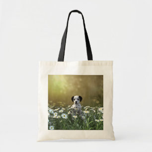 Tote Bag Marionnette dalmate mignonne dans les marguerites