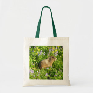 Tote Bag Marmot dans le Mont Rainier Fleurs sauvages