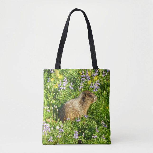 Tote Bag Marmot dans le Mont Rainier Fleurs sauvages (Devant)