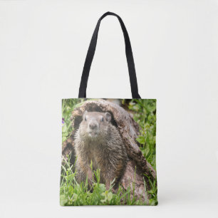Tote Bag Marmotte dans un tronc creux