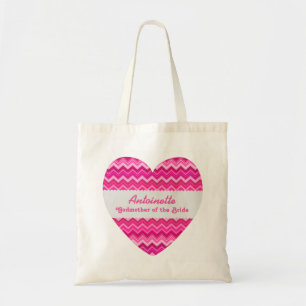 Tote Bag Marraine rose de chevrons du nom de coutume de