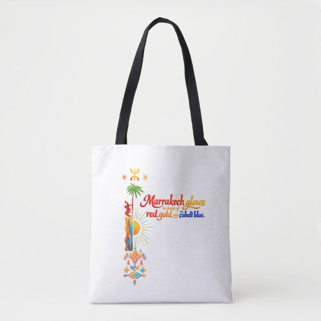 Tote Bag Marrakech Brille – Tee-shirt d'art marocain vibran (Devant)