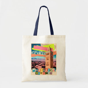 Tote Bag Marrakech Maroc Voyage Koutoubia Skyline Vintage