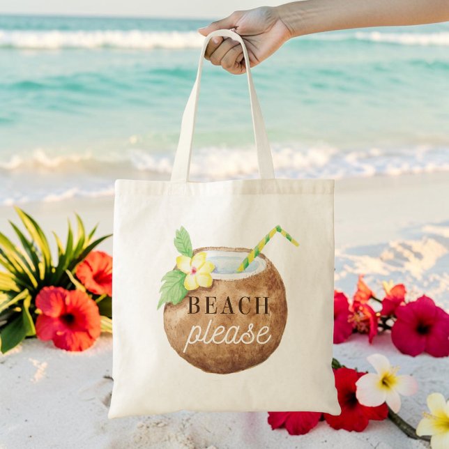 Tote Bag Marron Blanc Plage Voyage Vacances Fêtes (Créateur téléchargé)