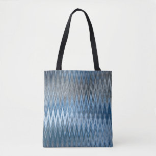Tote Bag Marron/Bleu 2 Couleurs 2 Faces - Motif Ondulé Tend