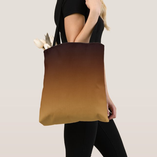 Tote Bag Marron Chocolat Doré Couleurs Chaudes (De près)