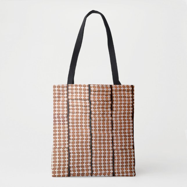 Tote Bag Marron et blanc Rétro  (Devant)