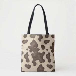 Tote Bag Marron Rustique Cuir de Vache Imprimé Country West
