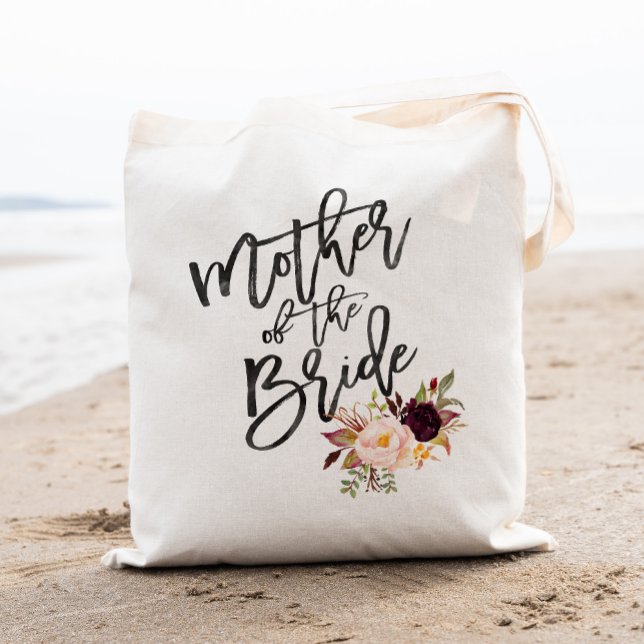 Tote Bag Marsala bordeaux Mère florale de la mariée (Créateur téléchargé)