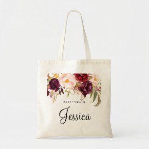 Tote Bag Marsala Bourgogne Rustique Florale