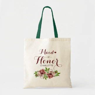Tote Bag Marsala Rouge Floral Maid of Honor