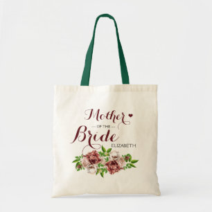 Tote Bag Marsala Rouge Floral Mère de la Mariée
