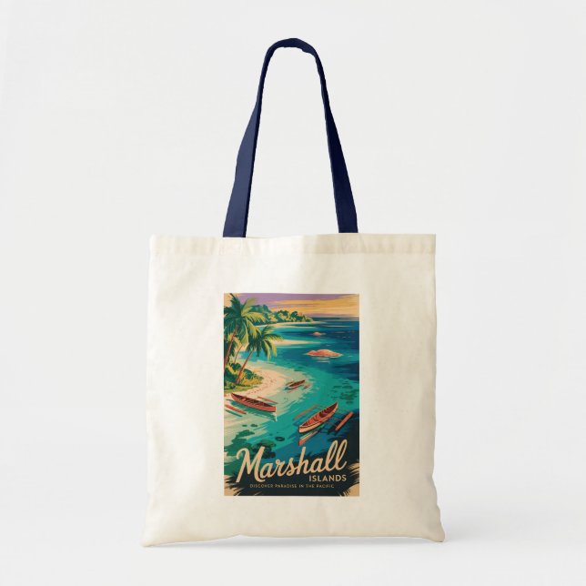 Tote Bag Marshall Islands Coast Illustration Travel Art (Devant)