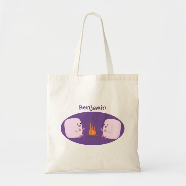 Tote Bag Marshmallows mignons roses par dessin animé sur le (Devant)