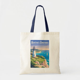Tote Bag Martha’s Vineyard Massachusetts Lighthouse Travel