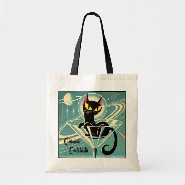 Tote Bag Martini Black Cat Futuriste Atomique Espace (Devant)