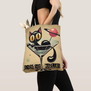 Tote Bag Martini Black Cat Futuriste Atomique Espace