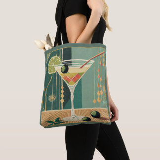 Tote Bag Martini de l'heure du cocktail design milieu du si