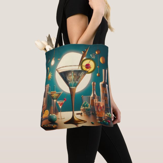 Tote Bag Martini futuriste à circuit imprimé atomique (De près)