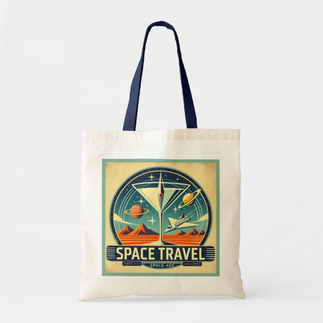 Tote Bag Martini Space Travel 1957 New Worlds Logo (Devant)