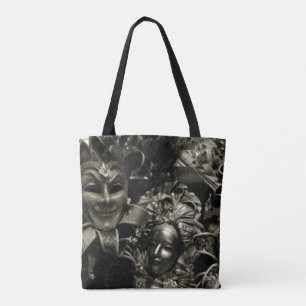 Tote Bag Mascarade gothique sombre Masques Noir et Blanc