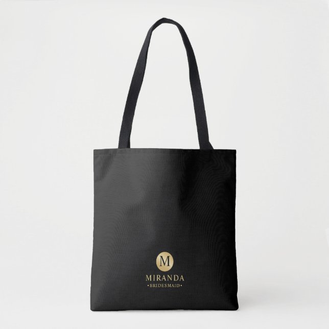 Tote Bag Masculine Noir et Or Femme d'honneur personnalisée (Devant)