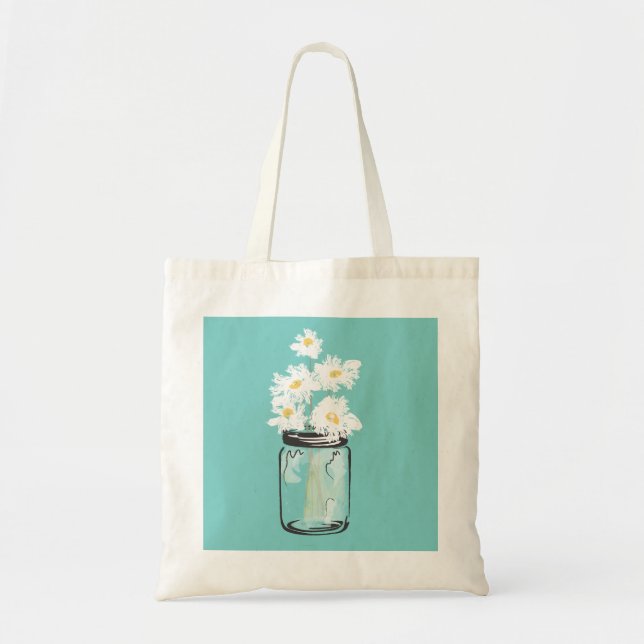 Tote Bag Mason Jar et White Daisies (Devant)