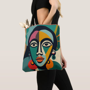 Tote Bag masque africain portrait couleur