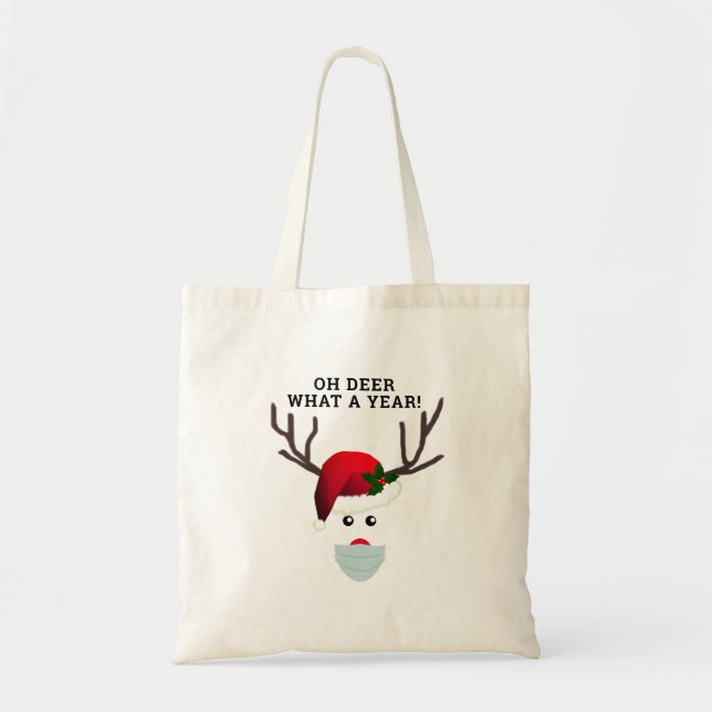 Tote Bag Masque Visage De Noël Drôle Rouge Renard Nez (Devant)