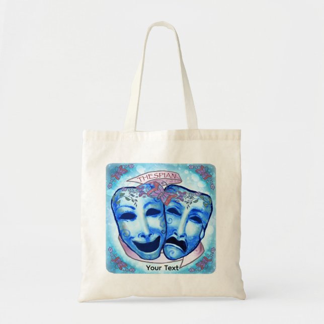 Tote Bag Masques d'acteur Aqua (Devant)