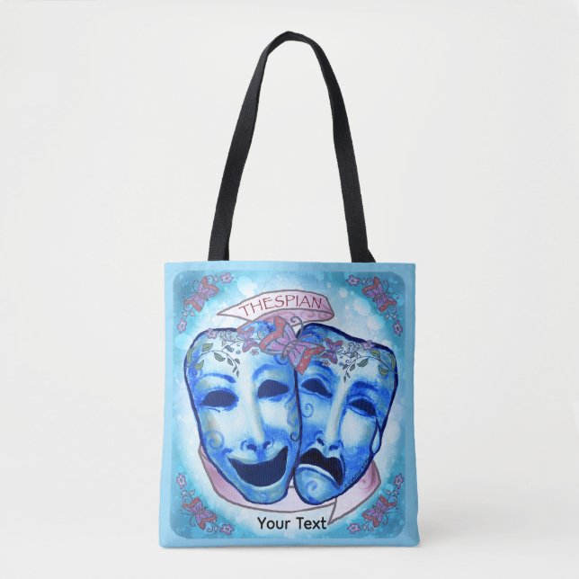 Tote Bag Masques d'acteur Aqua (Devant)
