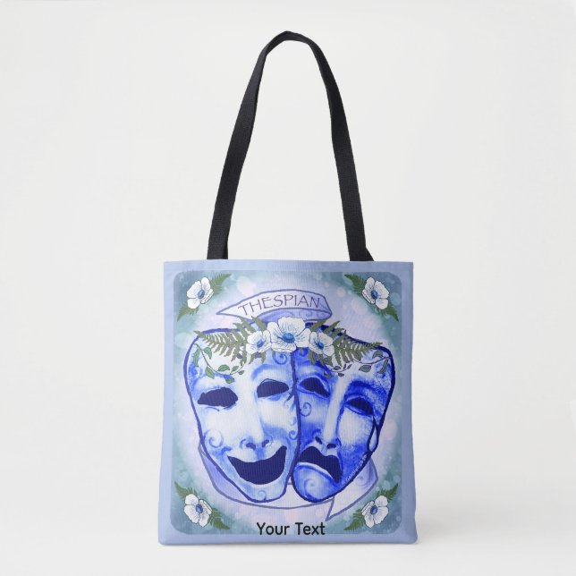 Tote Bag Masques d'acteur bleus (Devant)