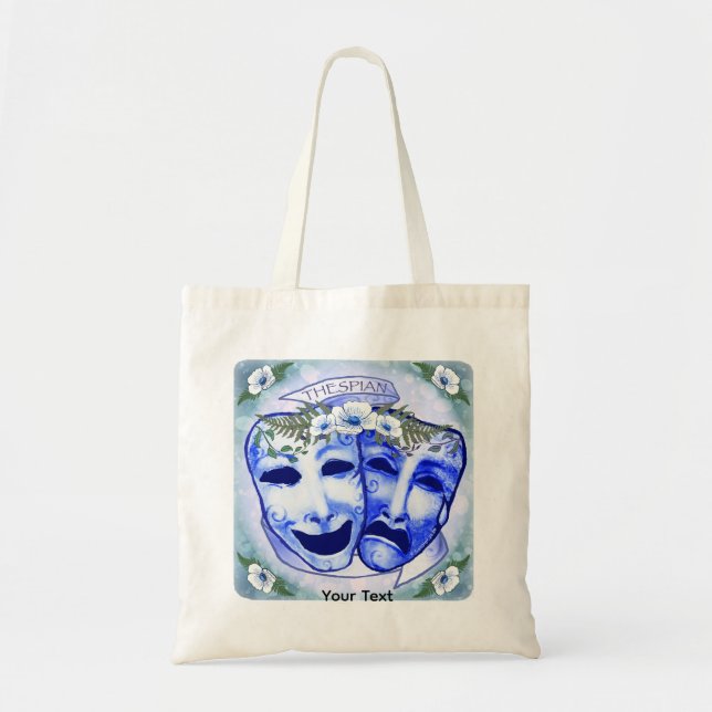 Tote Bag Masques d'acteur bleus (Devant)