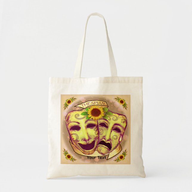 Tote Bag Masques d'acteur jaunes (Devant)