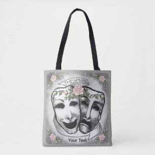 Tote Bag Masques d'acteur noir et blanc