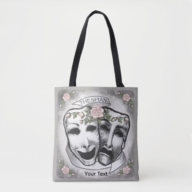 Tote Bag Masques d'acteur noir et blanc (Devant)