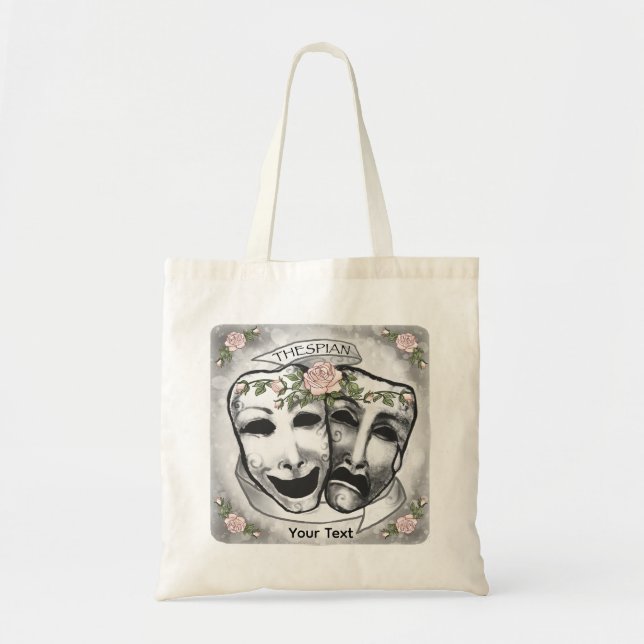 Tote Bag Masques d'acteur noir et blanc (Devant)