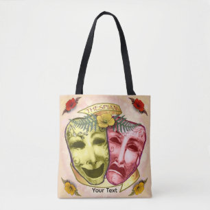 Tote Bag Masques d'acteur rouge jaune