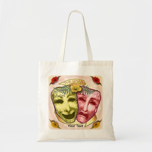 Tote Bag Masques d'acteur rouge jaune (Devant)