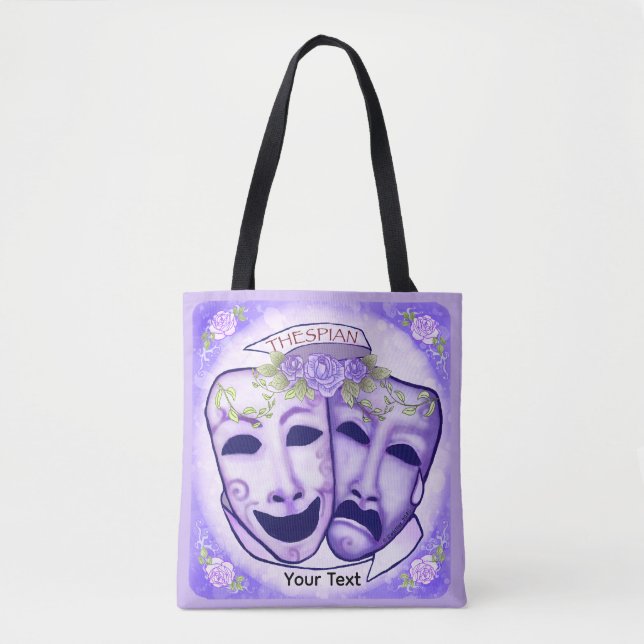 Tote Bag Masques d'acteur violets (Devant)
