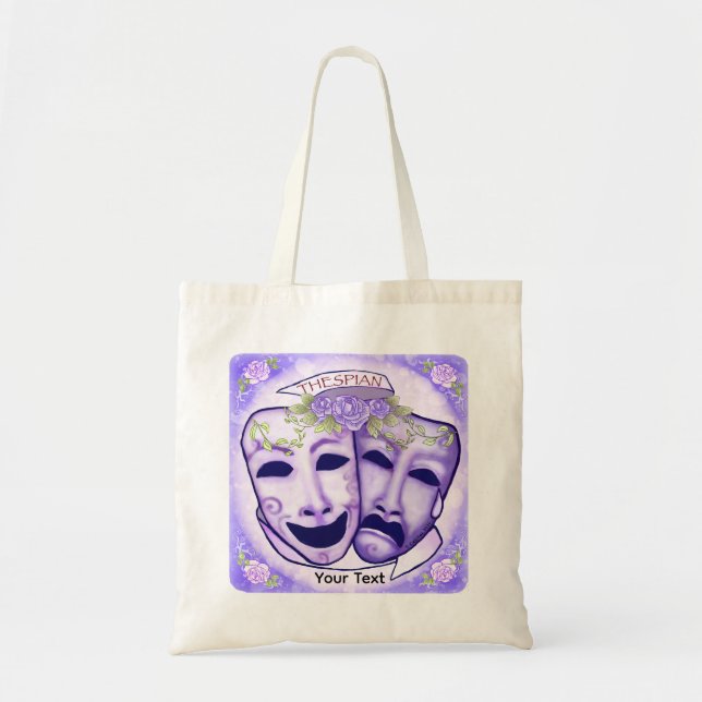 Tote Bag Masques d'acteur violets (Devant)