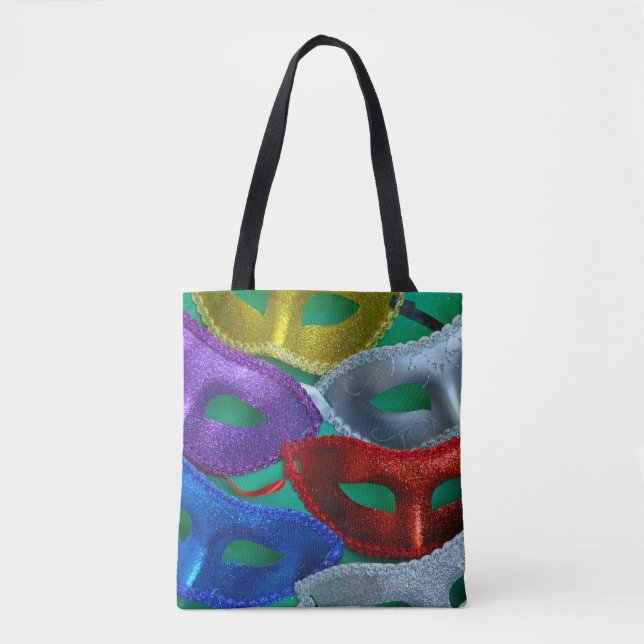 Tote Bag Masques de parties scintillant colorés (Devant)