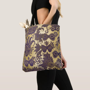 Tote Bag Masques Mardi Gras Gold et Purple