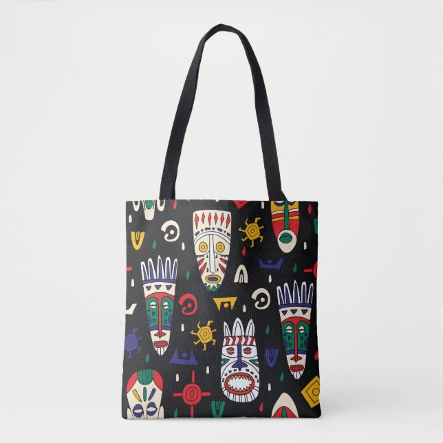 Tote Bag Masques tribaux africains motifs sans couture (Devant)